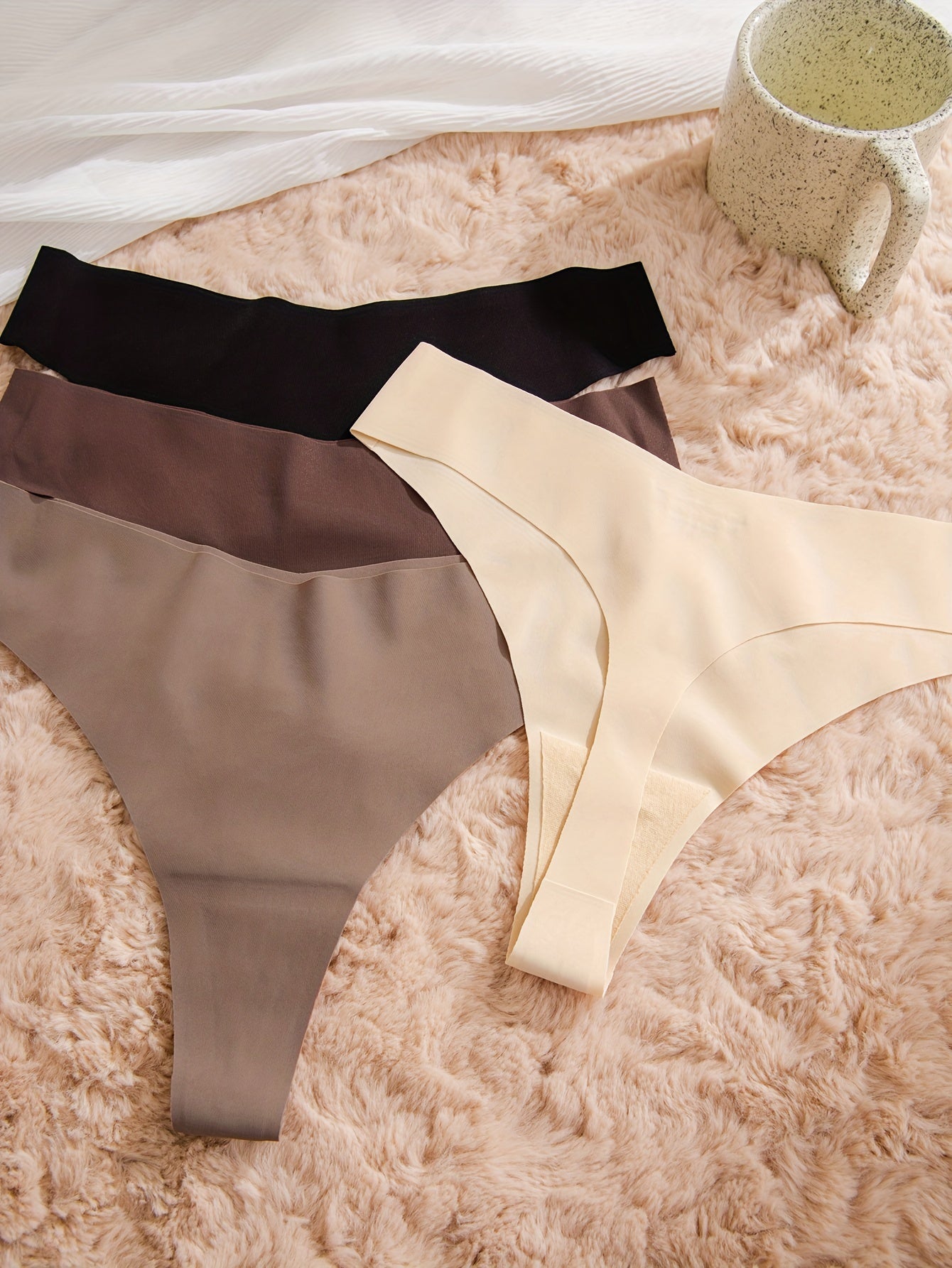 Seamless Solid Bra & Panties Set Women's Lingerie