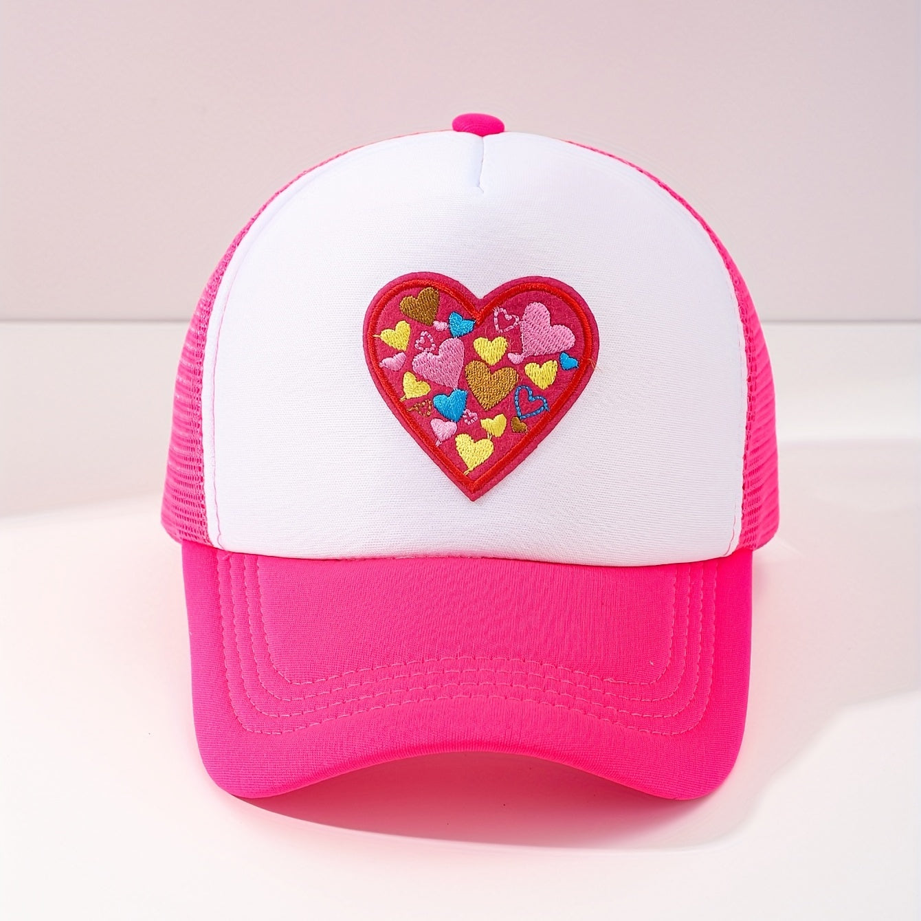 Heart Embroidered Mesh Baseball Cap For Couple
