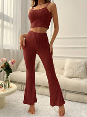 Ribbed Lounge Set Crew Neck Cami Top & Pants Women's Loungewear