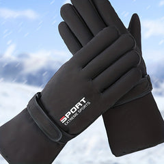 Men's Winter Velvet Padded Waterproof Warm Gloves for Outdoor Activities