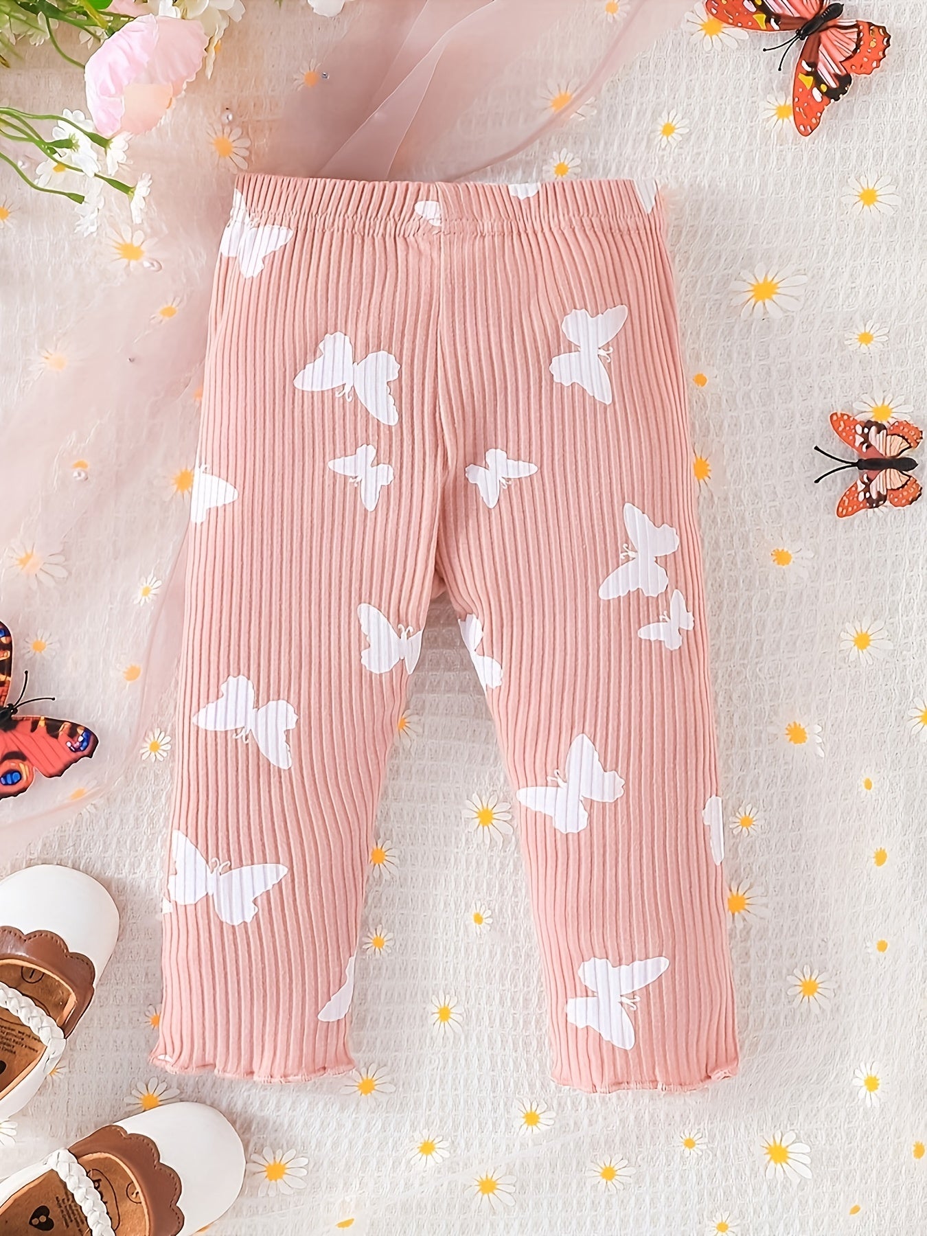 Baby Girls Butterfly Print Cotton Pants for Spring/Autumn