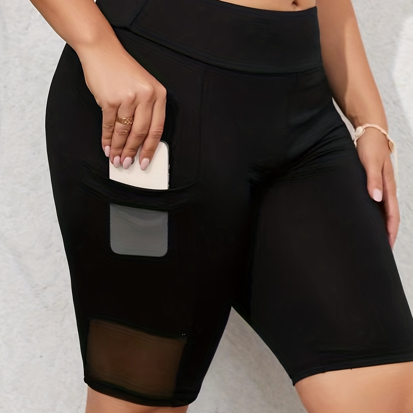 Slim Fit Boxer Short Bottom Mid Stretch Contrast Mesh With Side Pockets Bermuda