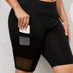 Slim Fit Boxer Short Bottom Mid Stretch Contrast Mesh With Side Pockets Bermuda