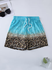 Leopard Print Drawstring Waist Shorts
