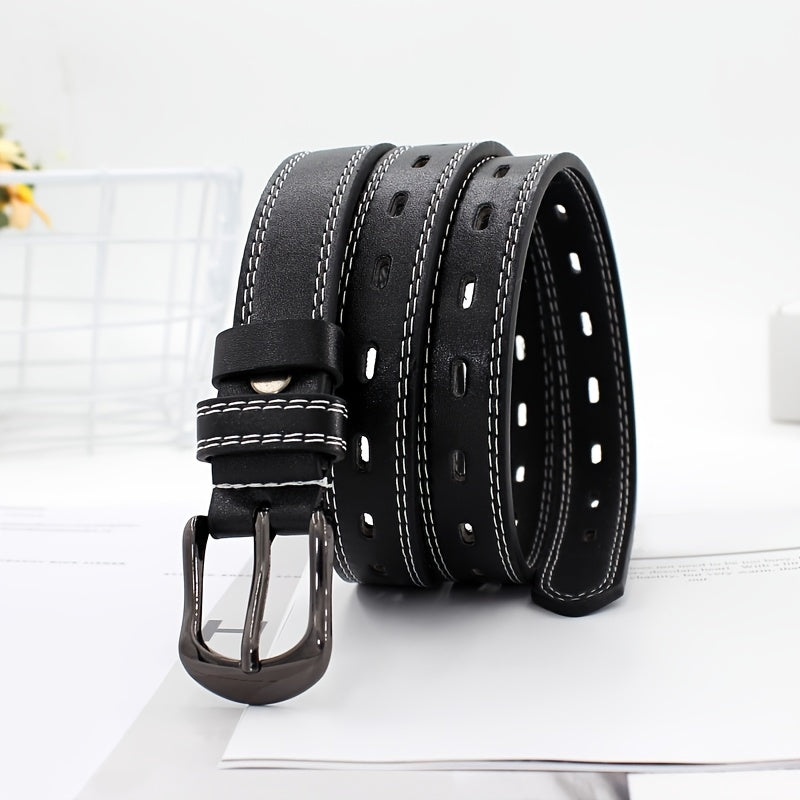 Stylish Pin Buckle Belt Hollow Out Thin PU Leather Casual Belt
