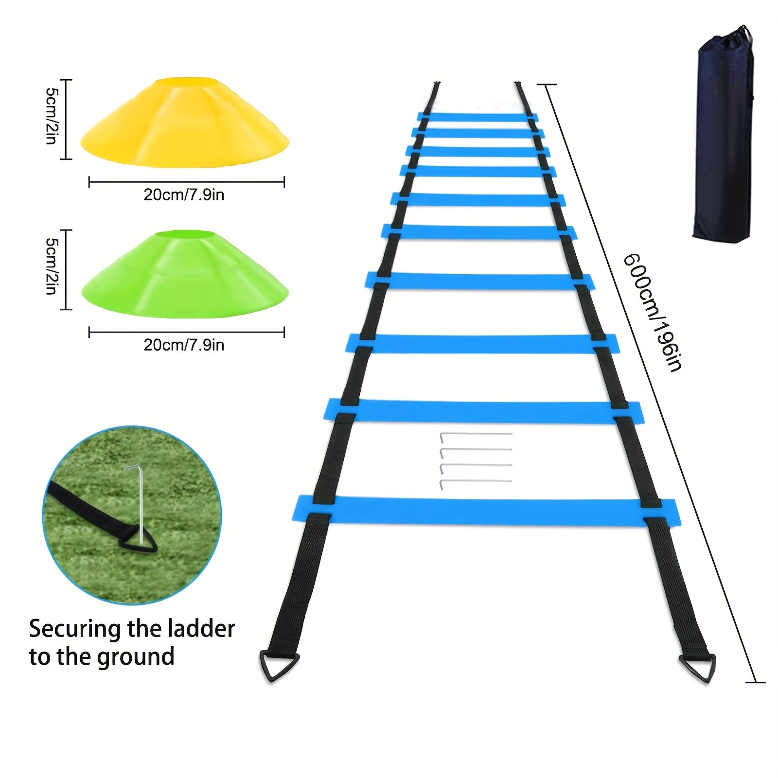 Football Training Set: Agility Ladder, Cones, Kicking Trainer, Rope