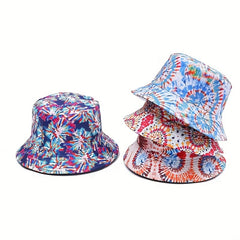Men's Tie Dye Sunshade Hat Bucket Hat Summer Beach Packable Hat