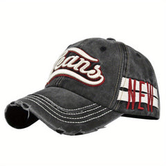 Letter Embroidered Vintage Baseball Cap Distressed Unisex Dad Hat