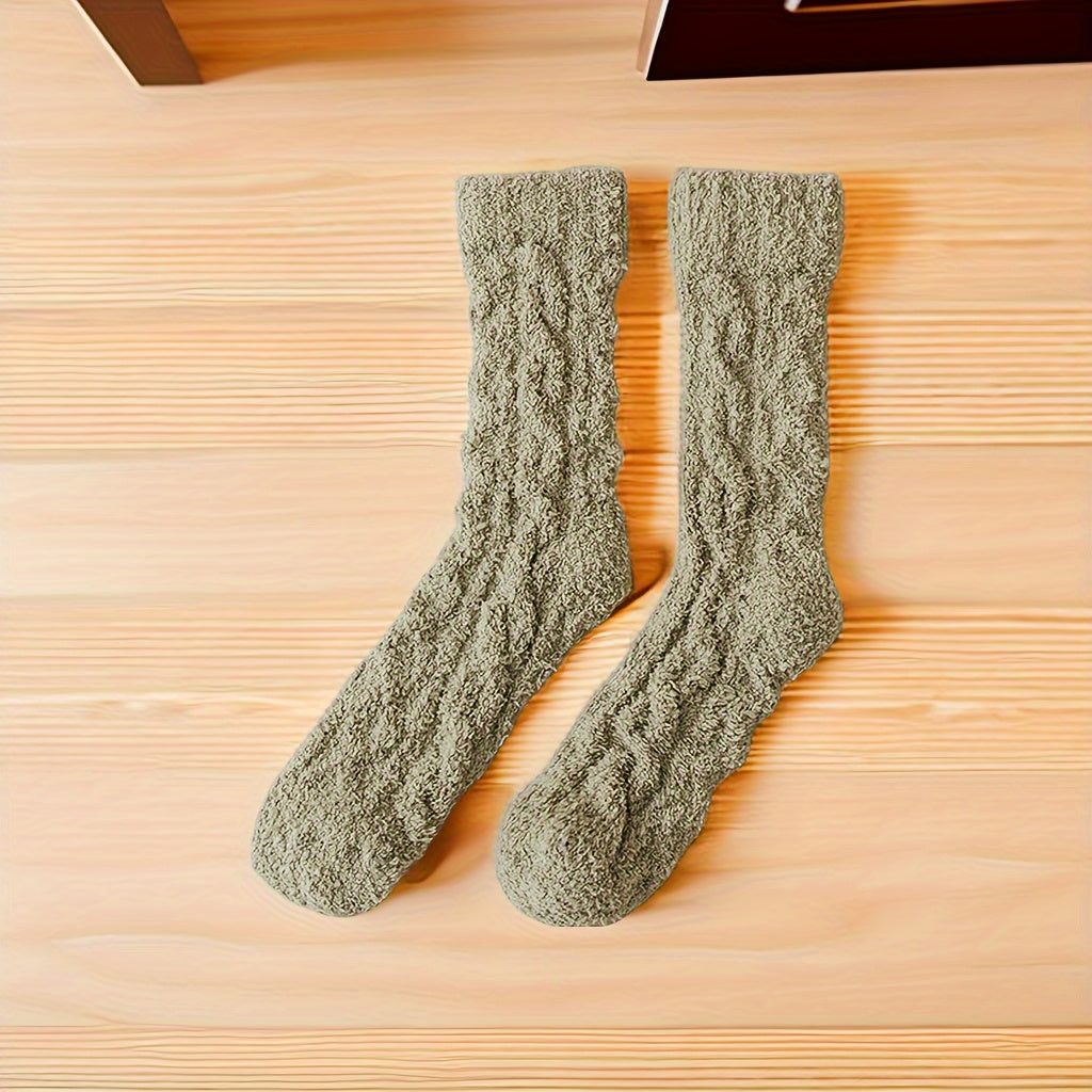 5 Pairs Men's Thick Coral Velvet Home Floor Winter Warm Crew Socks