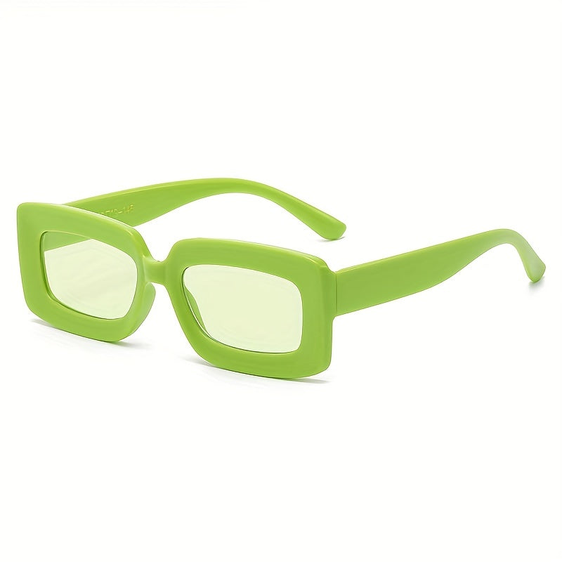 Vintage Square Frame Sunglasses Wide Temple UV400