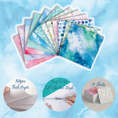 Watercolor Pattern Card Paper Pad 24 Sheets DIY Scrapbooking Supplies