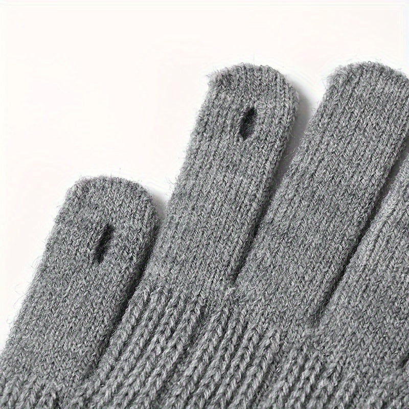 Winter Velvet Lining Warm Gloves Touch Screen Knitted Gloves