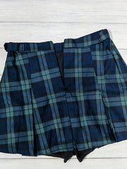 Plaid Print High Rise Pleated Mini A line Skirt