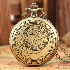 Antique Compass Geometric Pattern Pocket Watch