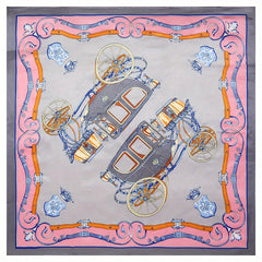 Classic Carriage Print Scarf Silk Square Shawl Casual Head Wrap