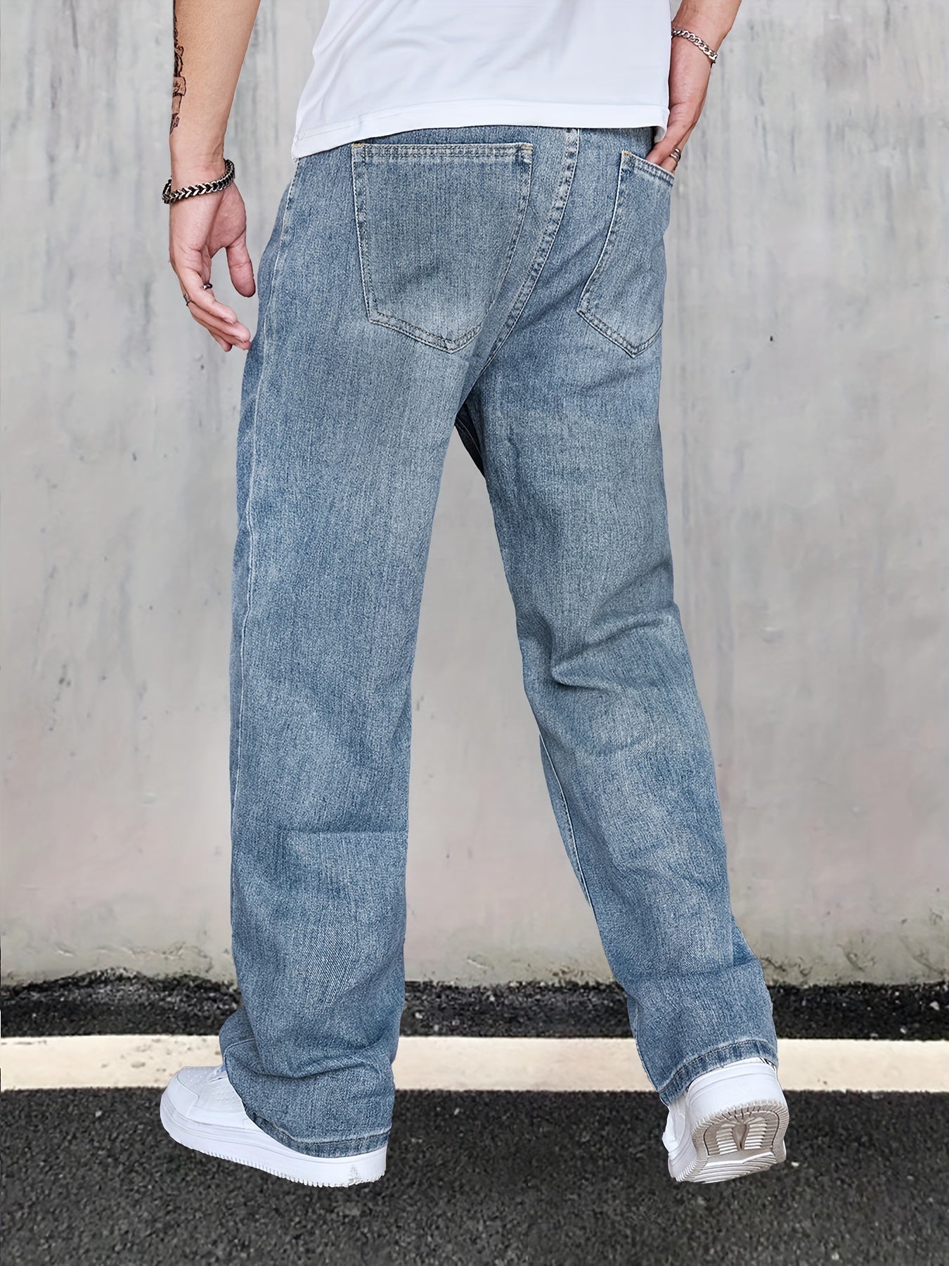Men's Distressed Jeans Loose Fit Casual Denim Pants