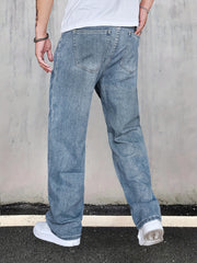 Men's Distressed Jeans Loose Fit Casual Denim Pants