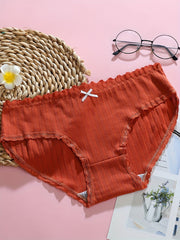 6pcs Lace Trim Bow Tie Briefs Intimates Panties Women's Lingerie