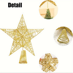 Christmas Glitter Golden Hollow Star Tree Top Decoration