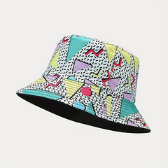 Geometric Print Couple Bucket Hat Reversible Stylish Sunshade Basin Hats Unisex