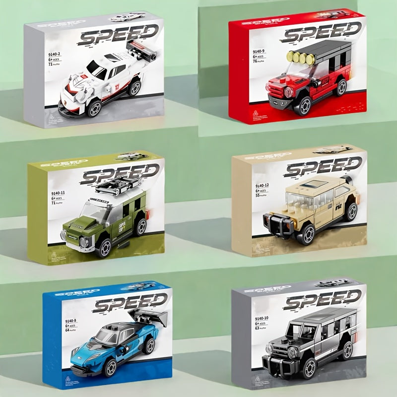 6pcs MINI Car Building Blocks Small Particle Toy Model