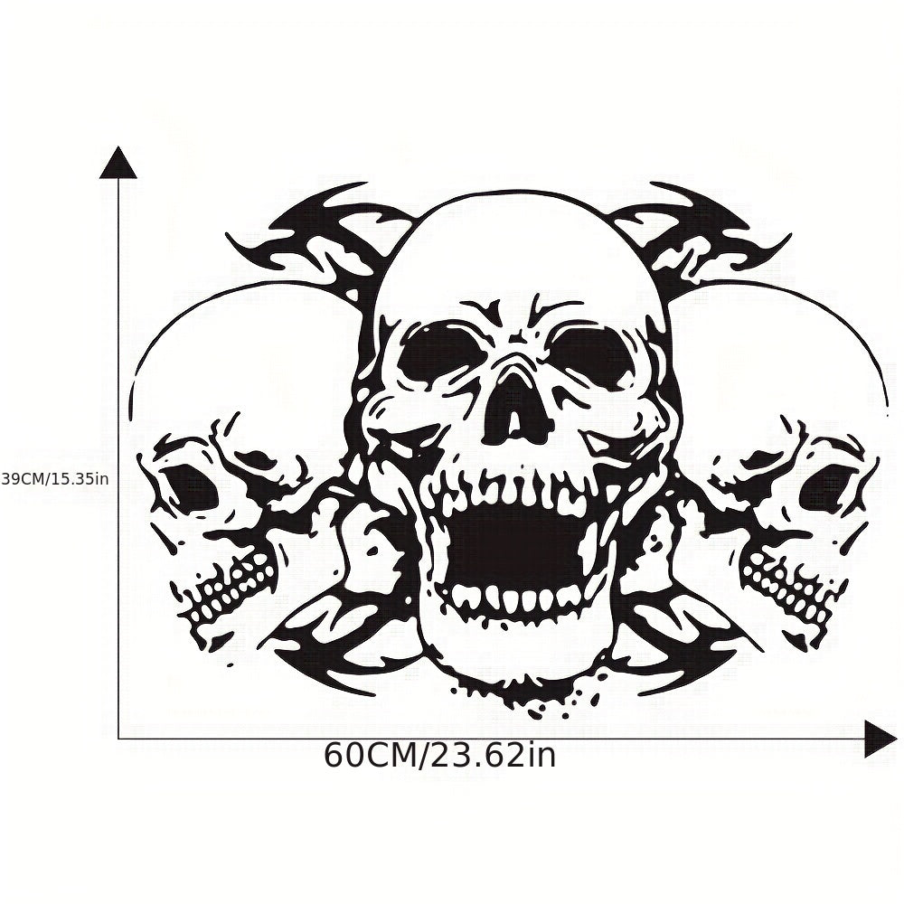 Three Skull Head Hood Car Stickers Door Body Halloween Vinyl Decals