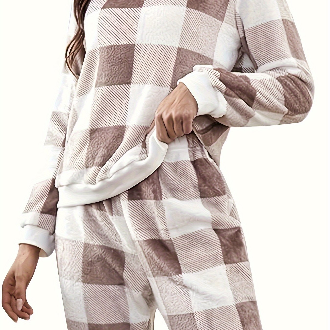 Plaid Print Long Sleeve Lounge Set