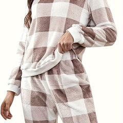 Plaid Print Long Sleeve Lounge Set