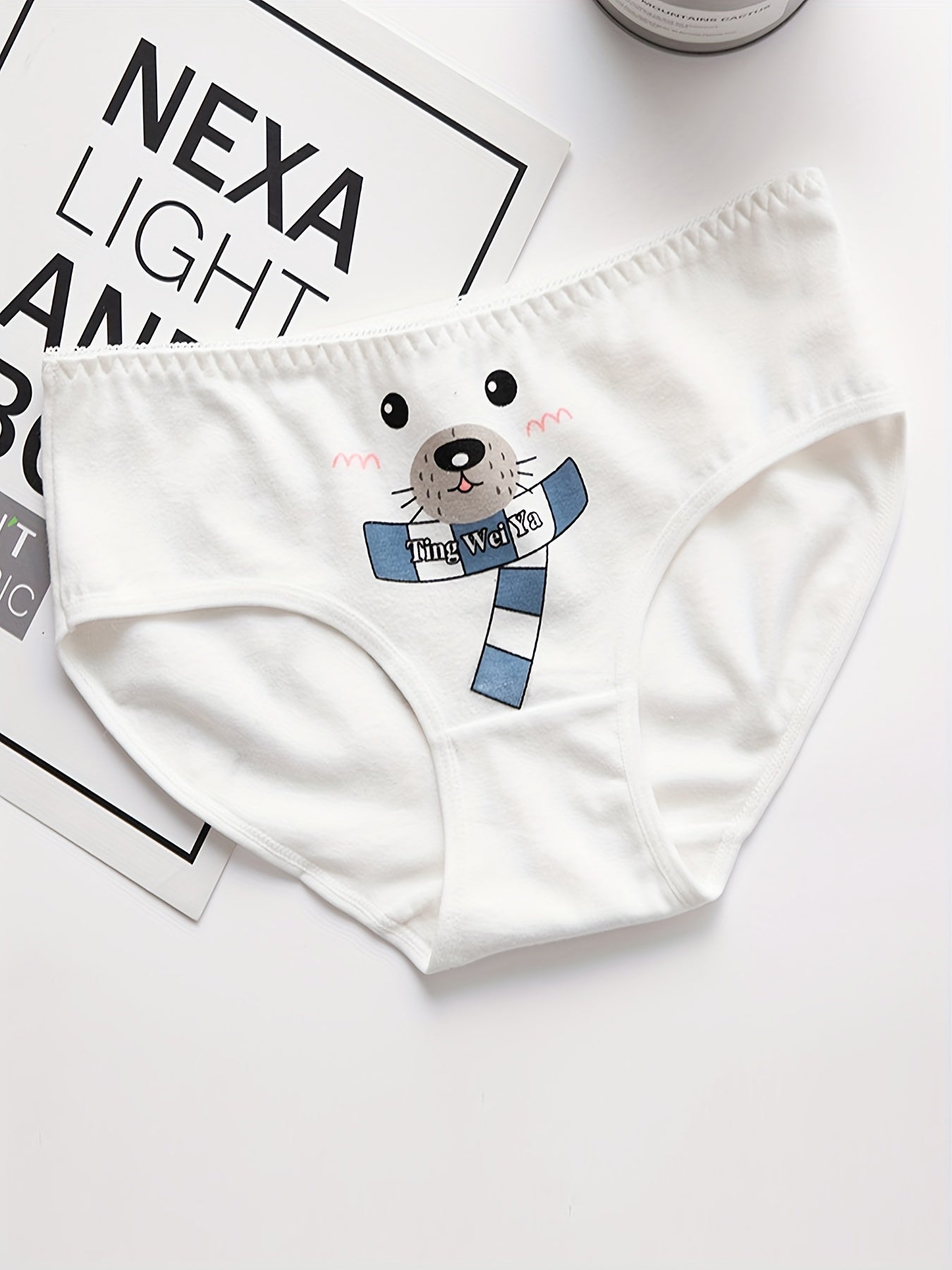 4pcs Cartoon Print Briefs Comfortable Breathable Mid Waist Panties