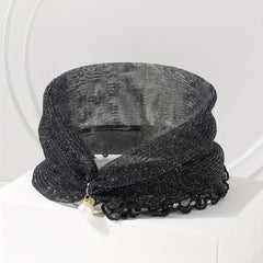 Glitter Ruffle Scarf Neckerchief Infinity Scarf Faux Pearl Headband