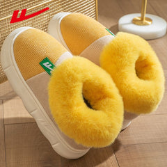 HUILI Men's Corduroy Platform Slippers