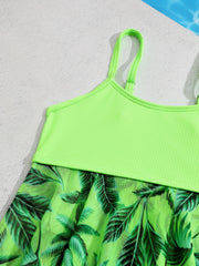 Toddler Girls Coconut Tree Graphic Cami Bikini Tankini Swimsuit