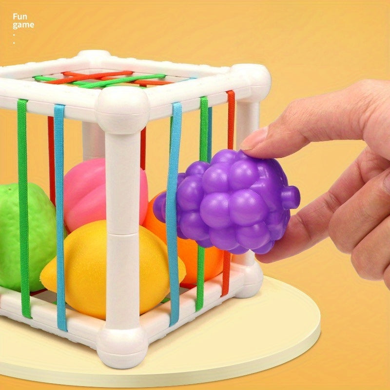 7Pcs Kids Cube Matching Toy Colorful Fruit Blocks Elastic Bands