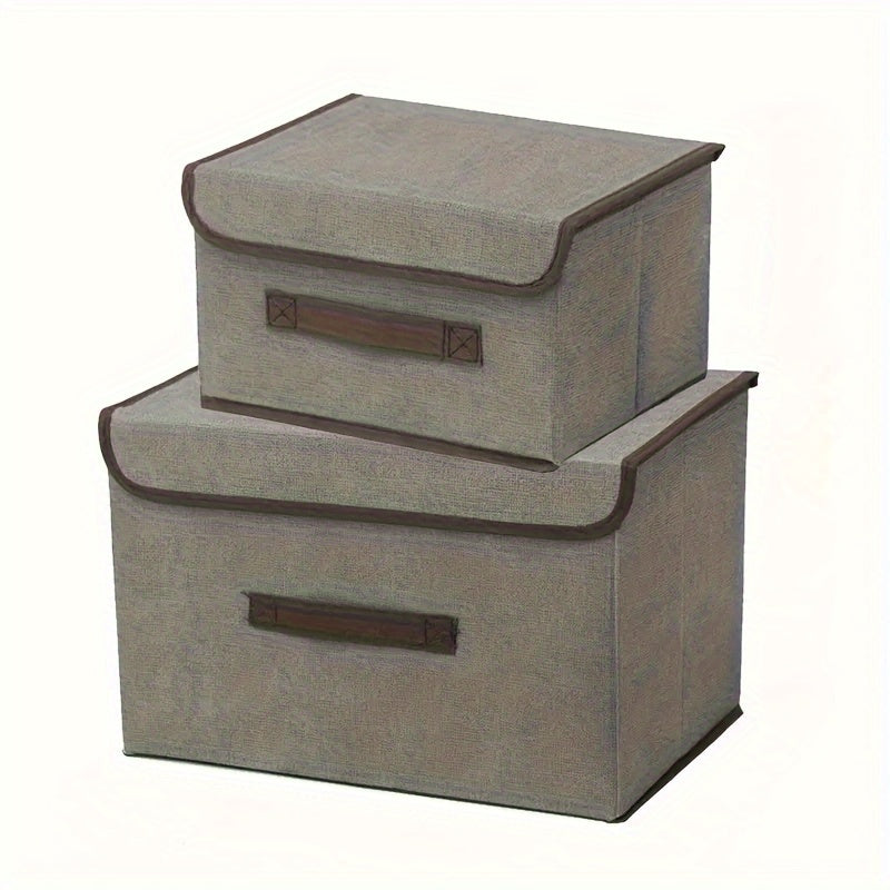 2pcs Fabric Storage Box Foldable Wardrobe Clothes Storage Box