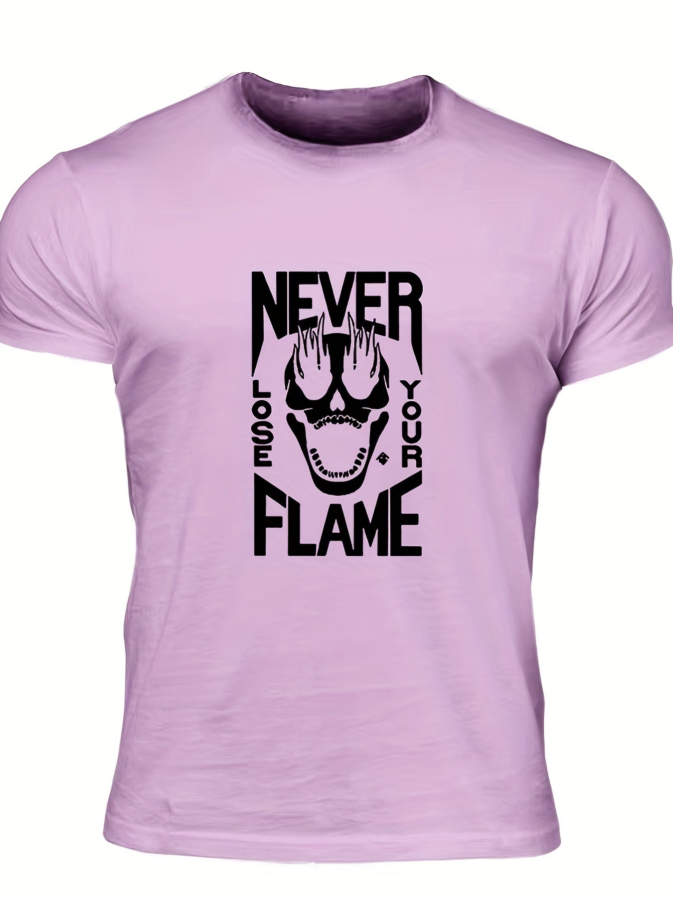 Men's Flame Skull Graphic Tee for Summer