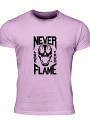 Men's Flame Skull Graphic Tee for Summer