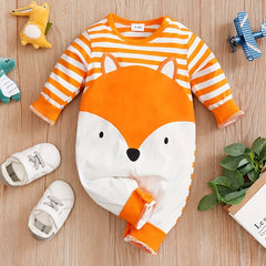 Baby Fox Striped Casual Rompers