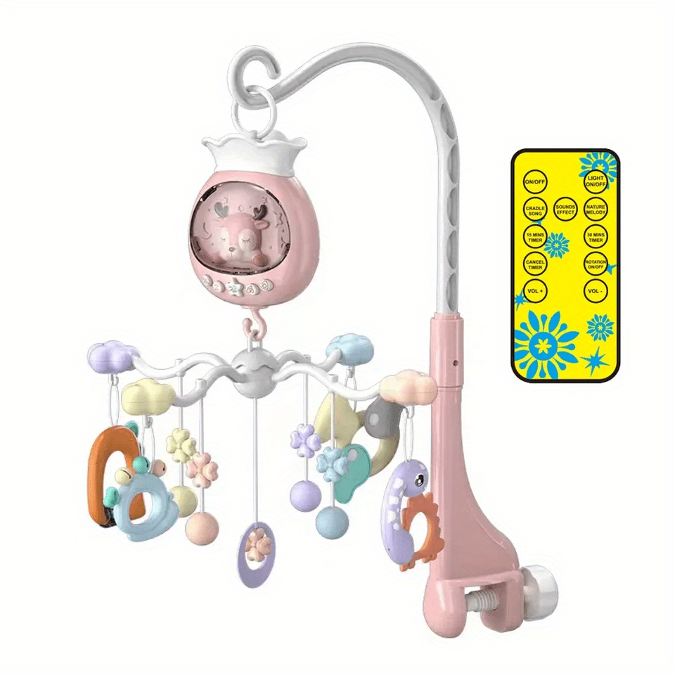 Baby Crib Mobile Hanging Animals Rattle Toy with Music and Lights