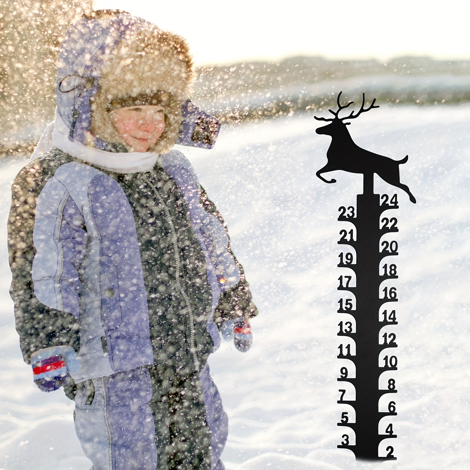 Metal Deer Snow Gauge Reindeer Garden Stake Christmas Elk Snow Measuring Ruler