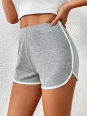 Colorblock Elastic Waist Shorts for Women