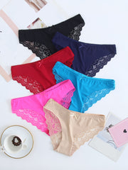 6pcs Mixed Lace Trim Low Waist Panties Pack