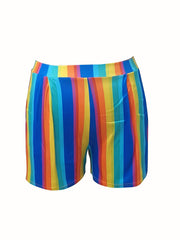 Rainbow Stripe Tee & Pocketed Shorts Set