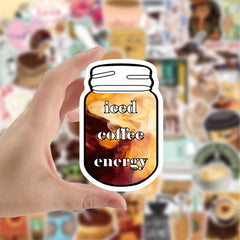 50pcs Coffee Graffiti Vinyl Waterproof Stickers for Laptop Bumper Skateboard