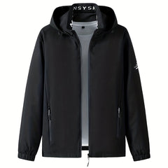 Windbreaker Jacket w/ Detachable Hood Men's Casual Zipper Coat