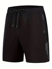 Men's Solid Breathable Shorts with Pockets - Elastic Waist