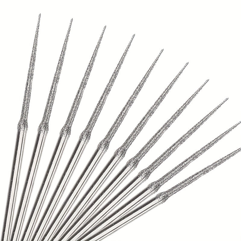 10pcs Diamond Grinding Head Burr Punch Needle Bits 3mm Shank Small Long Cone 1mm