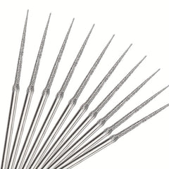 10pcs Diamond Grinding Head Burr Punch Needle Bits 3mm Shank Small Long Cone 1mm
