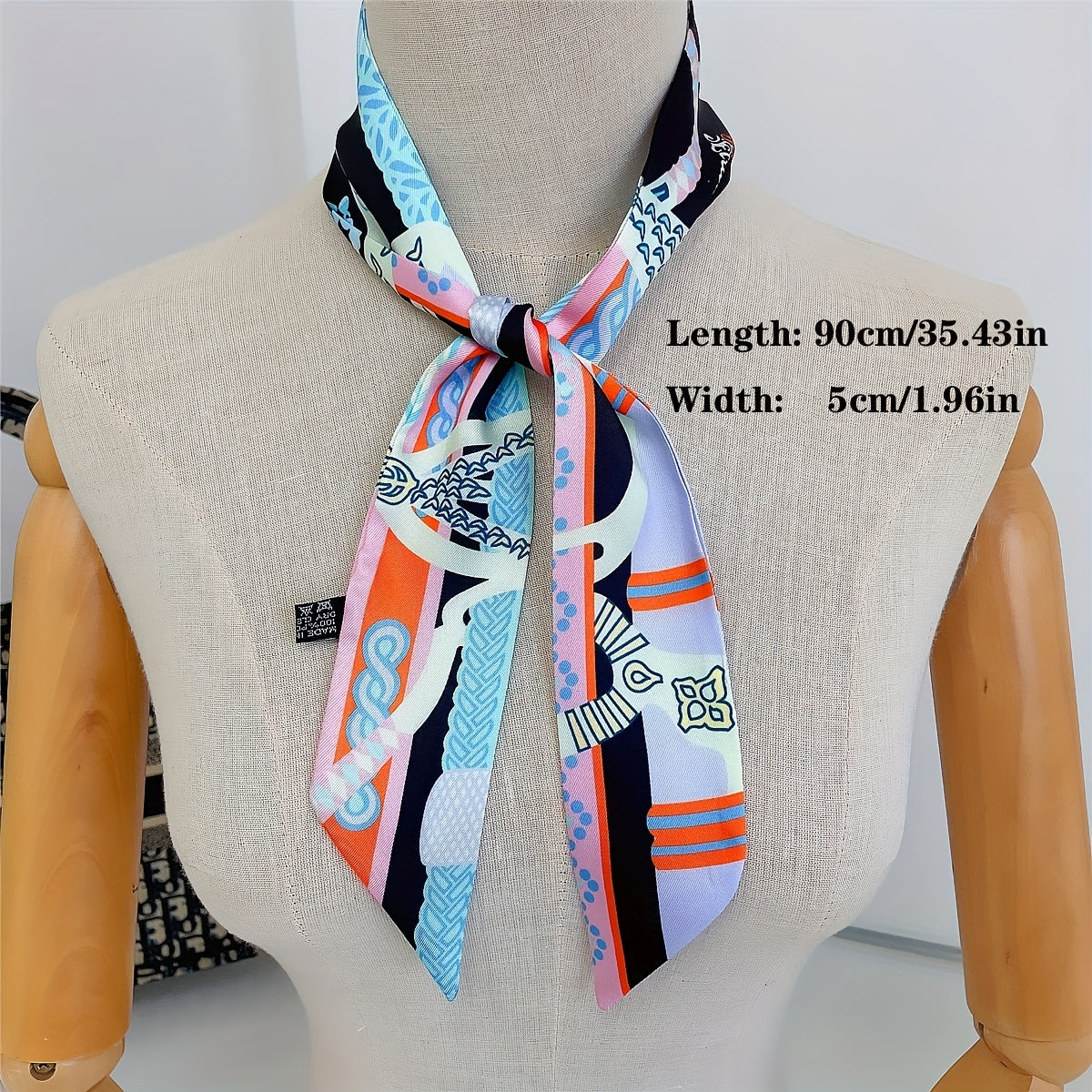Vintage Chain Print Skinny Scarf Ribbon Neckerchief Classic Long Twilly Scarf
