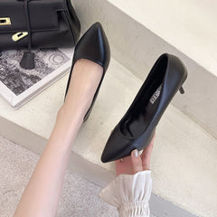 Classic Court Pumps - Pointed Toe Slip On Kitten Heels