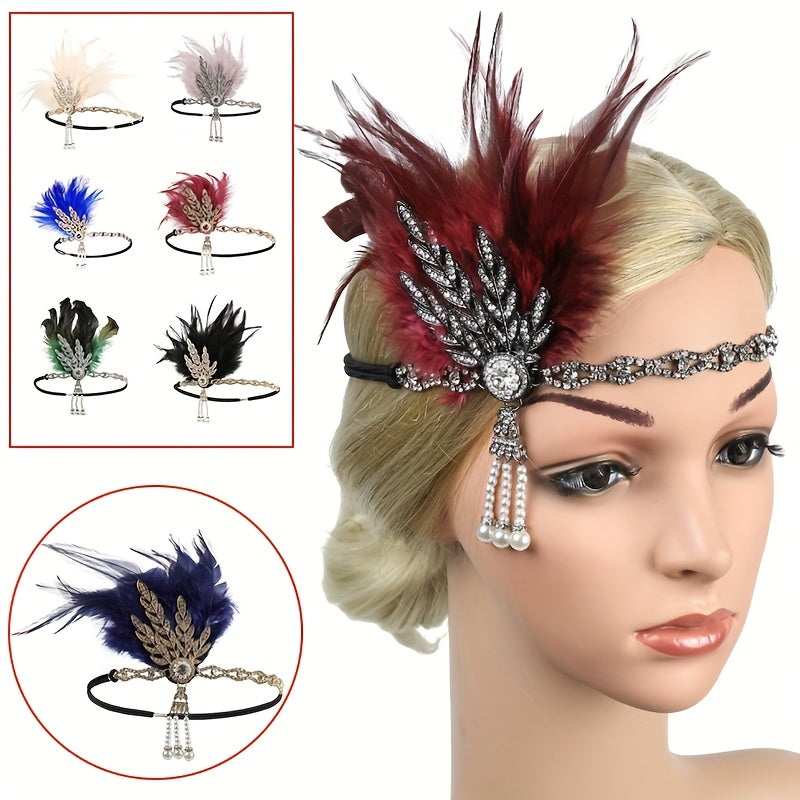 Vintage Feather Headband Stage Show Masquerade Headwear